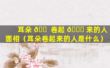 耳朵 🐠 卷起 🐝 来的人面相（耳朵卷起来的人是什么）